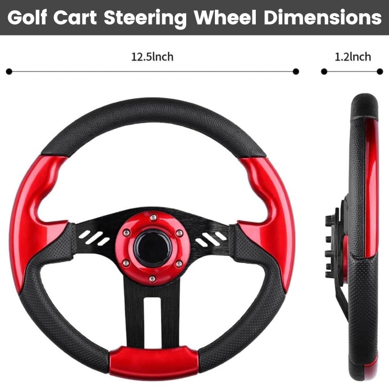 MOSNAI Golf Cart Steering Wheel for EZGO Club Car Yamaha Universal Steering Wheel EZGO Steering Wheel Club Car Cool Racing Style Steering Wheel Golf Cart(Steering Wheel Red) - Image 5